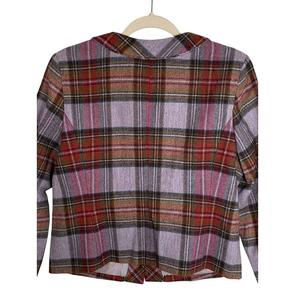 Lands' End 10 Wool Plaid Jacket Lilac Rust Olive Hook Front Lined Classic - Picture 4 of 12